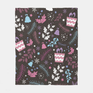 Christmas seamless pattern with tree,  snow,  gift fleece deken