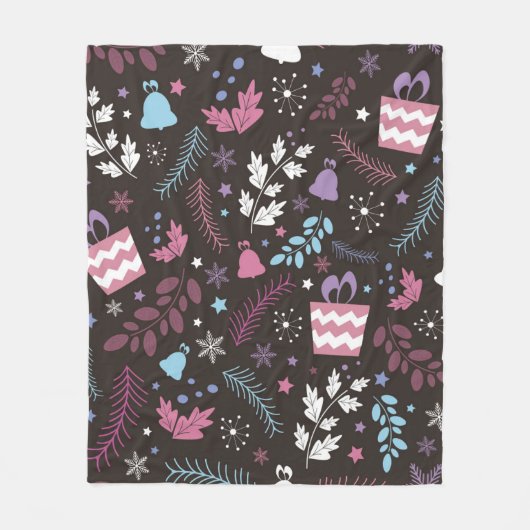 Christmas seamless pattern with tree,  snow,  gift fleece deken (Voorkant)