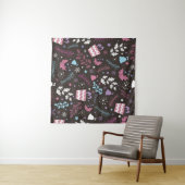 Christmas seamless pattern with tree, snow, gift wandkleed (In Situ (horizontaal))