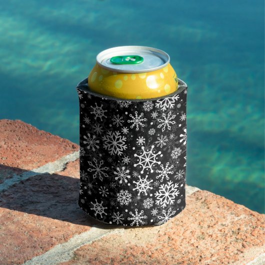 Christmas seamless snowflakes black pattern blikjeskoeler (Insitu Zwembad)