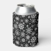 Christmas seamless snowflakes black pattern blikjeskoeler (Blikje Voorkant)