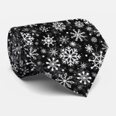 Christmas seamless snowflakes black pattern stropdas (Opgerold)
