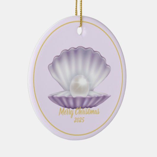 Christmas Seashell Pearl Keramisch Ornament (Rechts)
