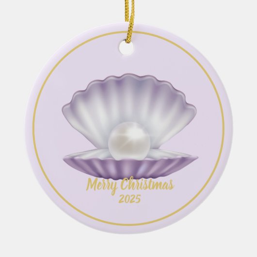 Christmas Seashell Pearl Keramisch Ornament (Voorkant)