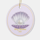 Christmas Seashell Pearl Keramisch Ornament (Links)
