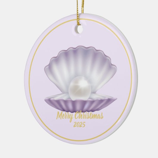 Christmas Seashell Pearl Keramisch Ornament (Links)