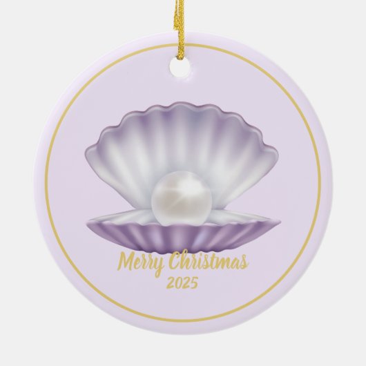 Christmas Seashell Pearl Keramisch Ornament (Achterkant)