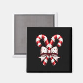 Christmas Season Cute Candy Cane Retro Coquette Bo Magneet (Voorkant / Achterkant)
