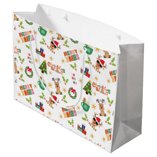 Christmas Season Gift Bag Cute Festive Groot Cadeauzakje (Achterkant Gekanteld)