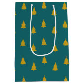 Christmas Season Trees Business Logo Teal Medium Cadeauzakje (Achterkant)