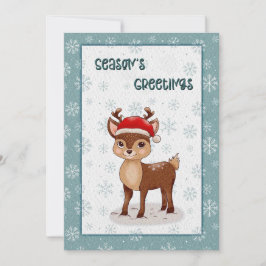 Christmas Seasons Greetings with a Little Deer Feestdagenkaart