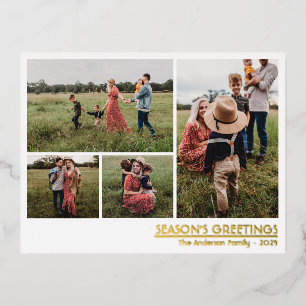 Christmas Season's Groeten Familie Foto Folie Feestdagen Briefkaart