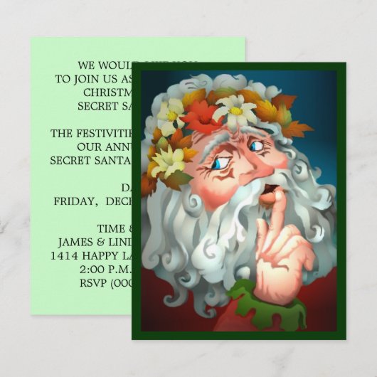 CHRISTMAS SECRET SANTA PARTIJ INVITE INVITATION KAART (Voorkant / Achterkant)