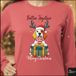 Christmas Setter Dog Reindeer Gift Graphic Tri-Blend Shirt