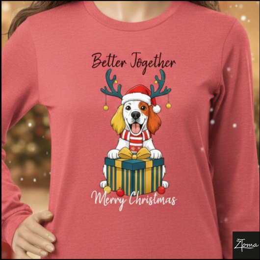 Christmas Setter Dog Reindeer Gift Graphic Tri-Blend Shirt