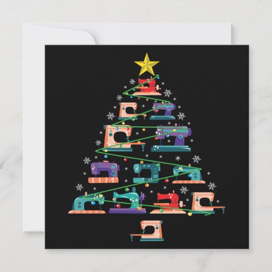 Christmas Sewing Machine Xmas Tree Quilter Gift Kaart (Voorkant)