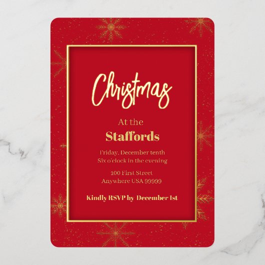 Christmas Shadowbox Gold Foil Uitnodiging (Voorkant)