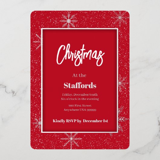 Christmas Shadowbox Silver Foil Uitnodiging (Voorkant)