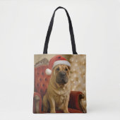 Christmas Shar-Pei Dog With Santa Hat Tote Bag (Voorkant)