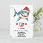 Christmas shark Party Invitation Kaart (Staand voorkant)