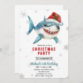 Christmas shark Party Invitation Kaart (Voorkant / Achterkant)