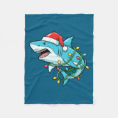 Christmas Shark Santa Hat Wrapped In Lights Funny  Fleece Deken (Voorkant)