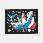 Christmas Shark Santa Hat Wrapped Lights Holiday S Fleece Deken (Voorkant (Horizontaal))