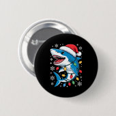 Christmas Shark Santa Hat Wrapped Lights Holiday S Ronde Button 5,7 Cm (Voorkant /achterkant)