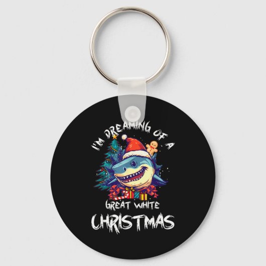 Christmas Shark Santa Hat Xmas Santa Jaws Funny Sh Sleutelhanger (Voorkant)