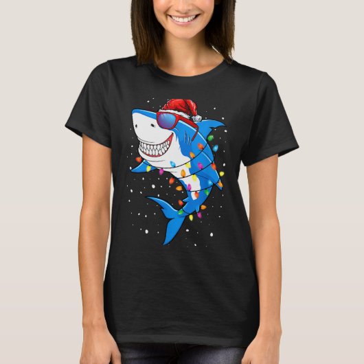 Christmas Shark Shirt Xmas Funny Santa Shark  (Voorkant)