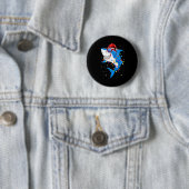Christmas Shark Shirt Xmas Funny Santa Shark Ronde Button 5,7 Cm (In situ)