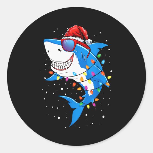 Christmas Shark Shirt Xmas Funny Santa Shark  Ronde Sticker (Voorkant)