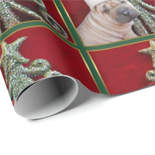 Christmas Sharpei dog Cadeaupapier (Rol Hoek)