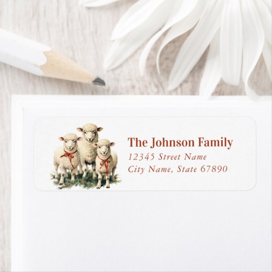 Christmas Sheep Retour Adreslabels Etiket (Insitu)