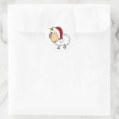 Christmas Sheep Wearing A Santa Hat Ronde Sticker (Tas)