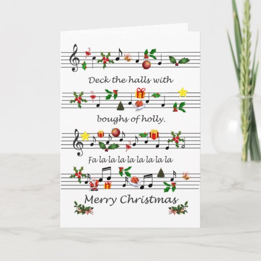 Christmas Sheet Music Deck The Halls Holiday Kaart (Voorkant)
