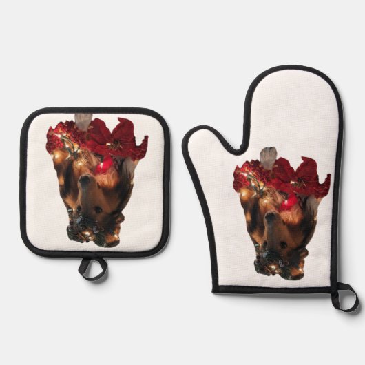 Christmas Sheltie Ovenwant & Pannenlap Set (Voorkant)