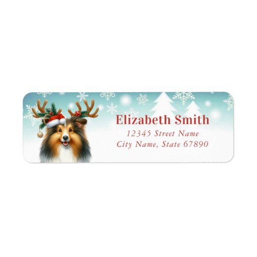 Christmas Shetland Sheepdog Retour Adreslabels Etiket (Voorkant)