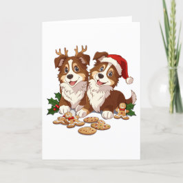 Christmas Shetland Sheepdogs Feestdagen Kaart