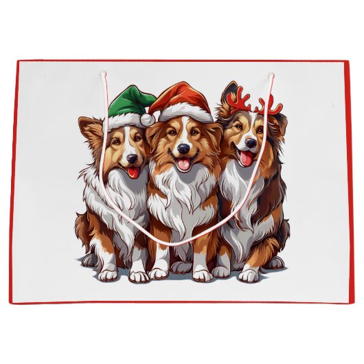 Christmas Shetland Sheepdogs Groot Cadeauzakje (Voorkant)