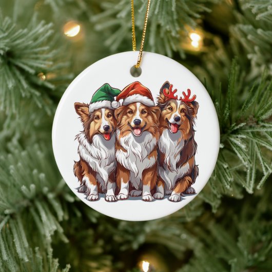 Christmas Shetland Sheepdogs Keramisch Ornament (Boom)