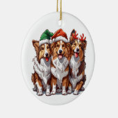 Christmas Shetland Sheepdogs Keramisch Ornament (Rechts)