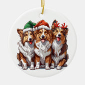 Christmas Shetland Sheepdogs Keramisch Ornament (Voorkant)