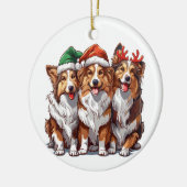 Christmas Shetland Sheepdogs Keramisch Ornament (Links)