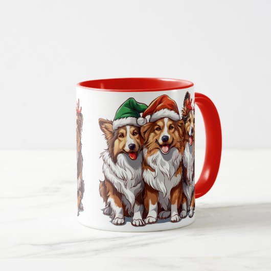 Christmas Shetland Sheepdogs Mok (Voorkant rechts)