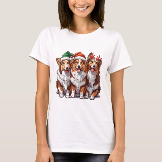 Christmas Shetland Sheepdogs T-shirt (Voorkant)