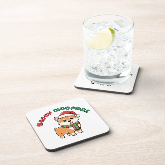 Christmas Shiba Inu Coaster: Merry Woofmas Bier Onderzetter (Rechterzijde)