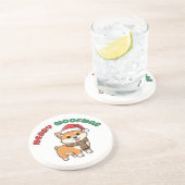 Christmas Shiba Inu Coaster: Merry Woofmas Zandsteen Onderzetter (Zijkant)