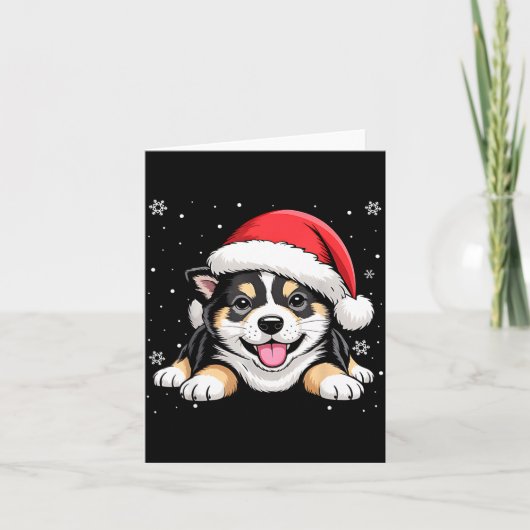 Christmas Shiba Inu Dog Wearing Santa Hat Pet Anim Kaart (Voorkant)