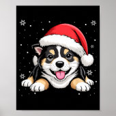 Christmas Shiba Inu Dog Wearing Santa Hat Pet Anim Poster (Voorkant)